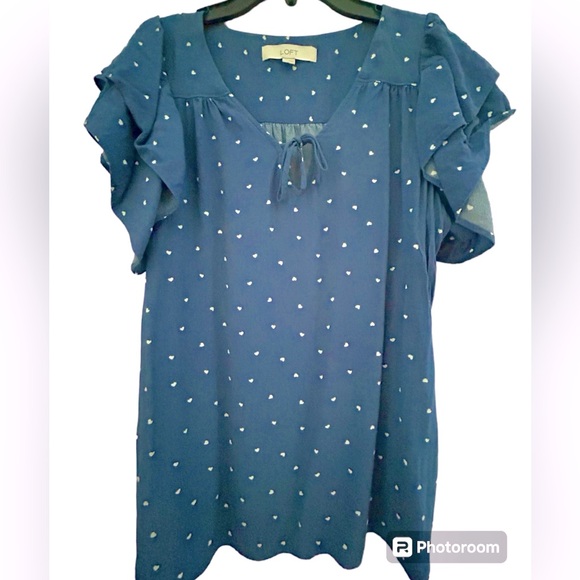 LOFT
Heart Tie Neck Flutter Sleeve Top - Picture 4 of 10